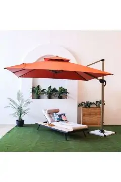 DANUBE | Almira Umbrella With Base- Orange 3X3M | 231202707721