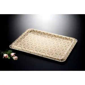VAGUE | Acrylic Traditional Tray Beige with Gold Printing | 02-644