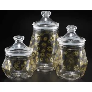 VAGUE | Acrylic Diamond Jar with Gold Rose Printing M | 02-703