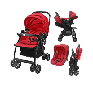 Kidscool Single Baby Stroller With Car Seat Red For Babies Red | 116 r