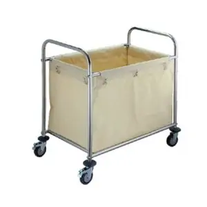 JIWINS | Commercial Stainless Steel Quadrate Canvas and Metal Laundry Cart with Wheels | 13-1229