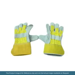 Hand Gloves Leather Yellow Grey