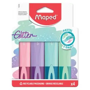 MAPED | Glitter Highlighter Pastel Multicolor 4 Pieces | MD-742046