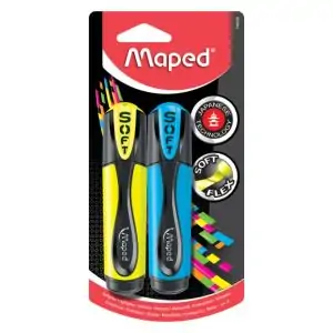 MAPED | Soft Flex Highlighter Blue 18.8 cm Pack of 2 Assorted Colors | MD-746028