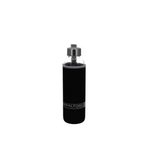ROYALFORD | Borosilicate Glass Bottle 420ML Black-Bottle with Neoprene Bag & Hanging Loop | Ideal for Water, Drinks, Brew, Coffee, Tea, Sauces | RF9734